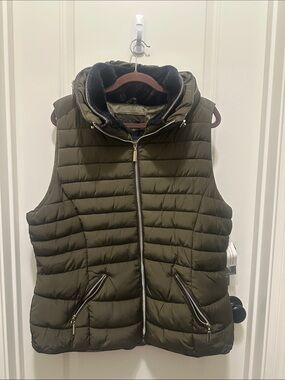 Royalty For Me Olive Quilted Hooded Puffer Vest